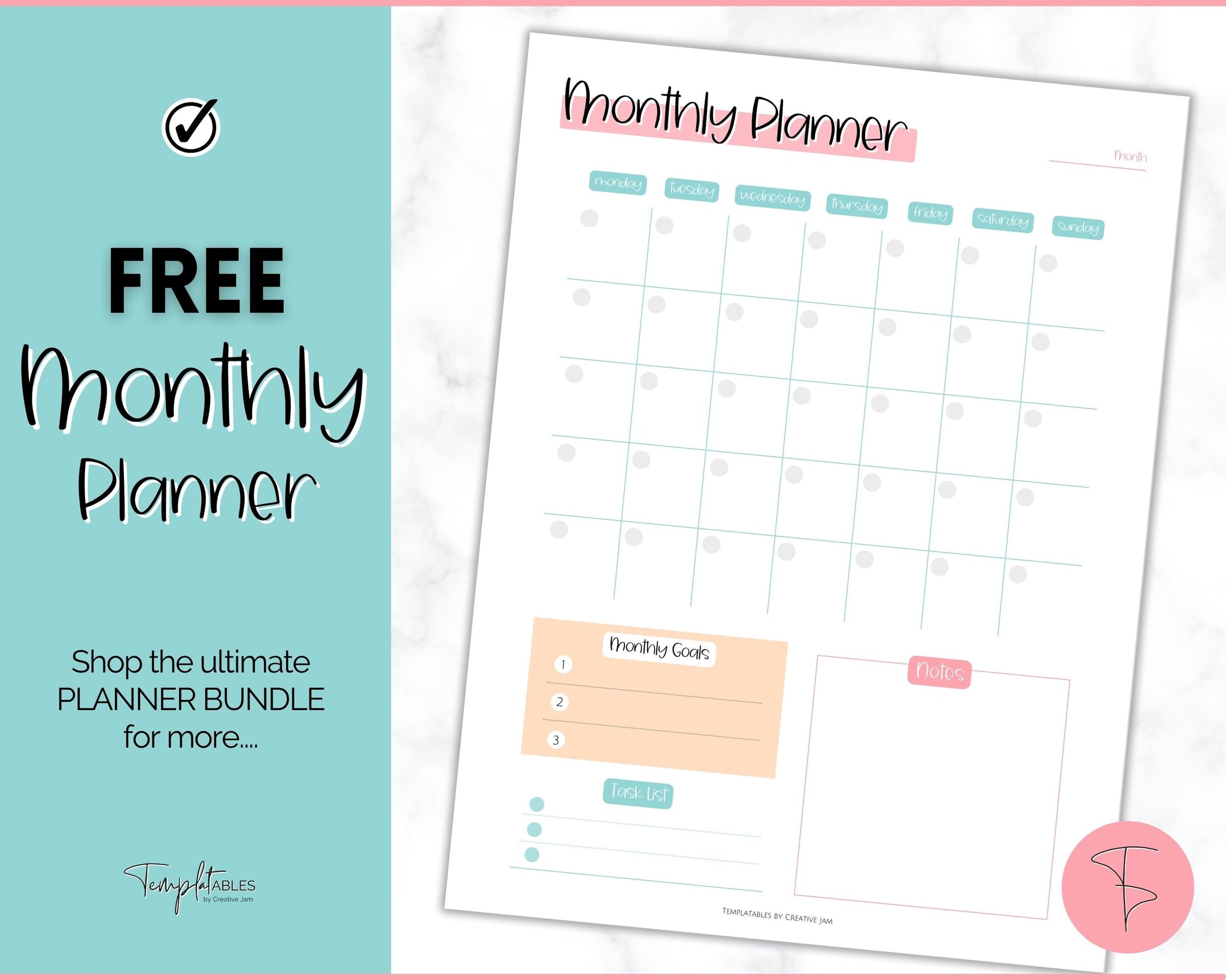 FREE Monthly Planner Printable, To Do List - Colorful
