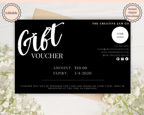 Gift Certificate Template, Editable Gift Card Template, Gift Voucher, DIY  Shop Voucher Template. DIY Coupons for Last Minute Gift. Editable. 