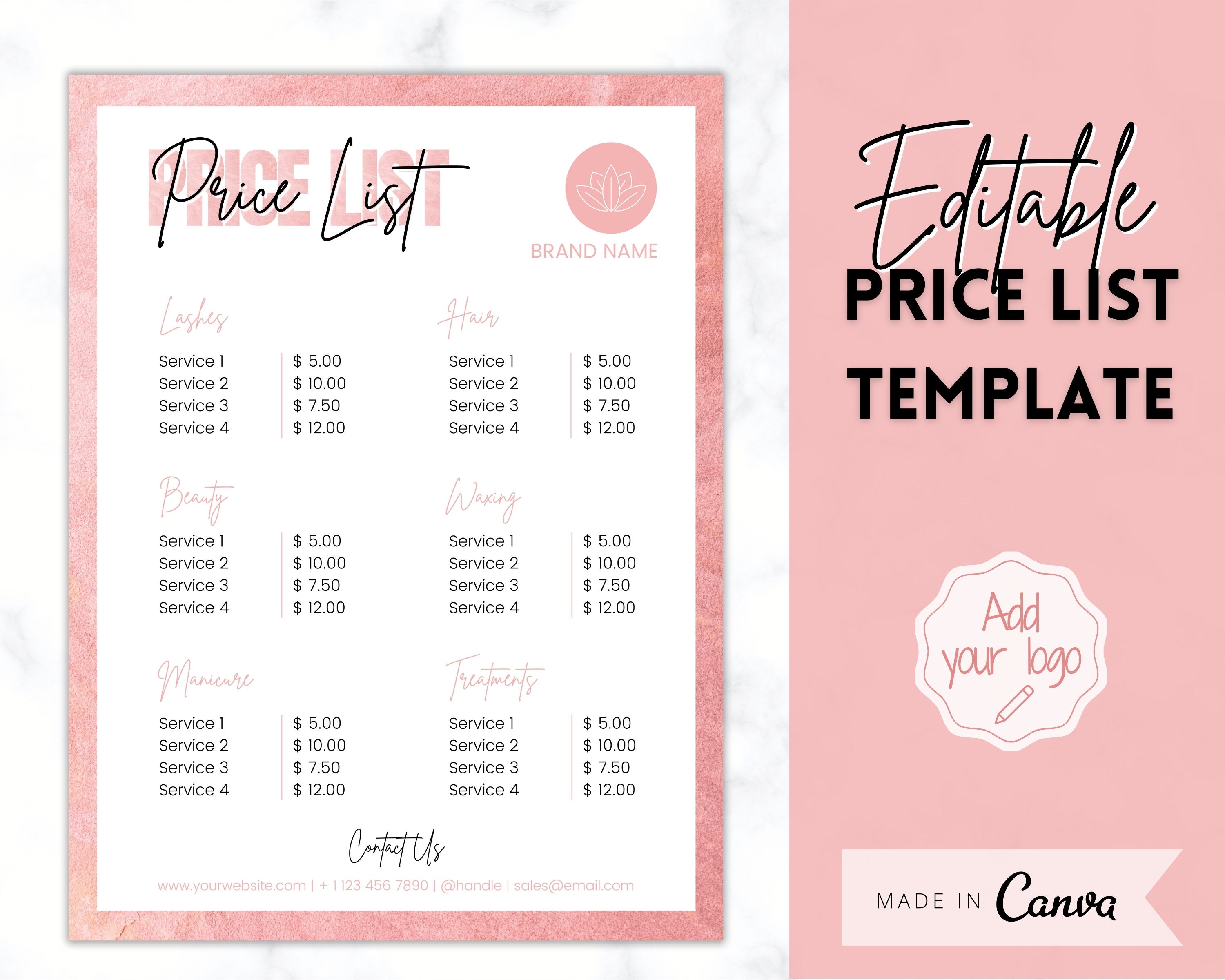 Editable Price List Template | Create a Professional Price Guide