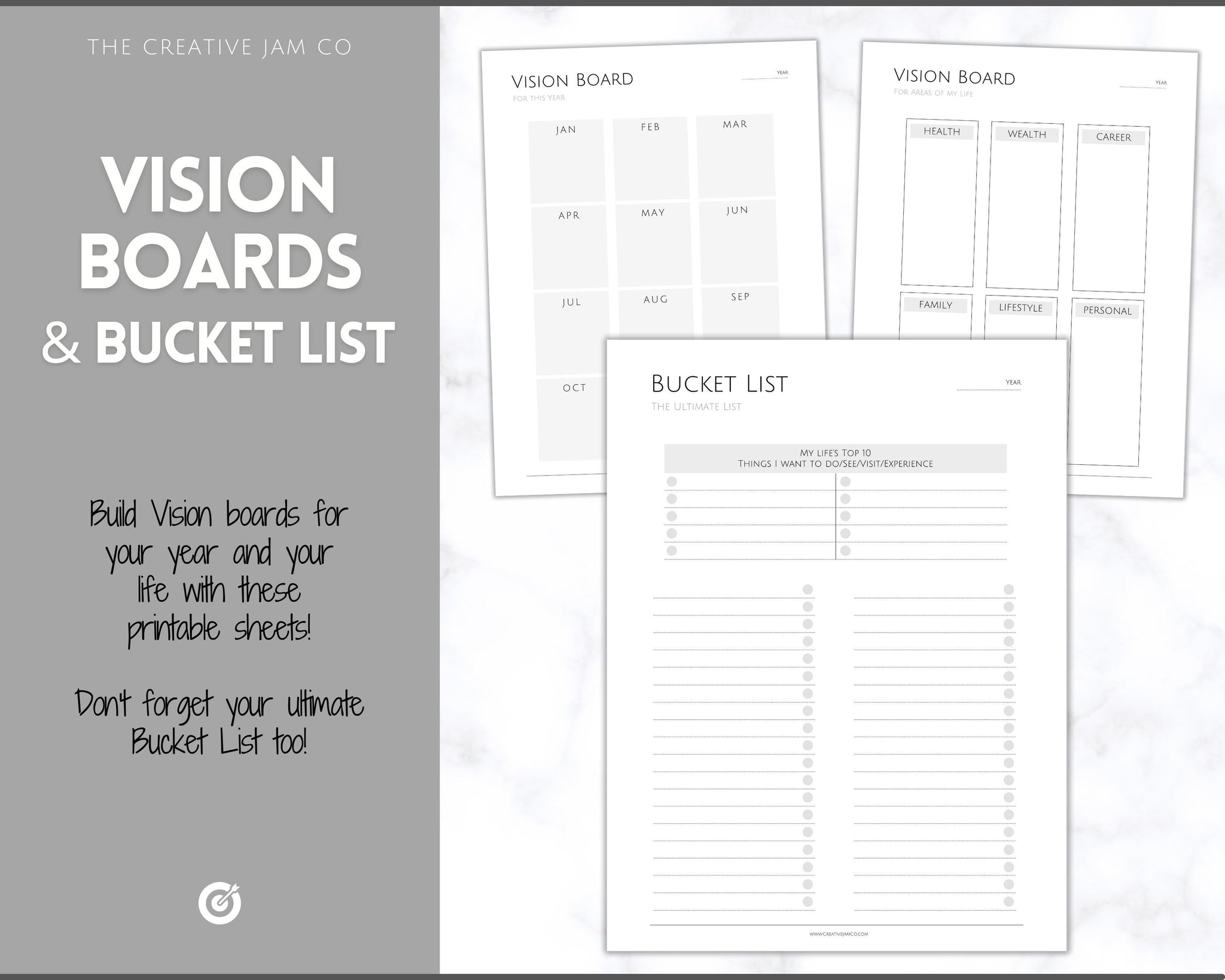 Goal Planner Printable Bundle | 2023 Goal Tracker & SMART Goal Setting