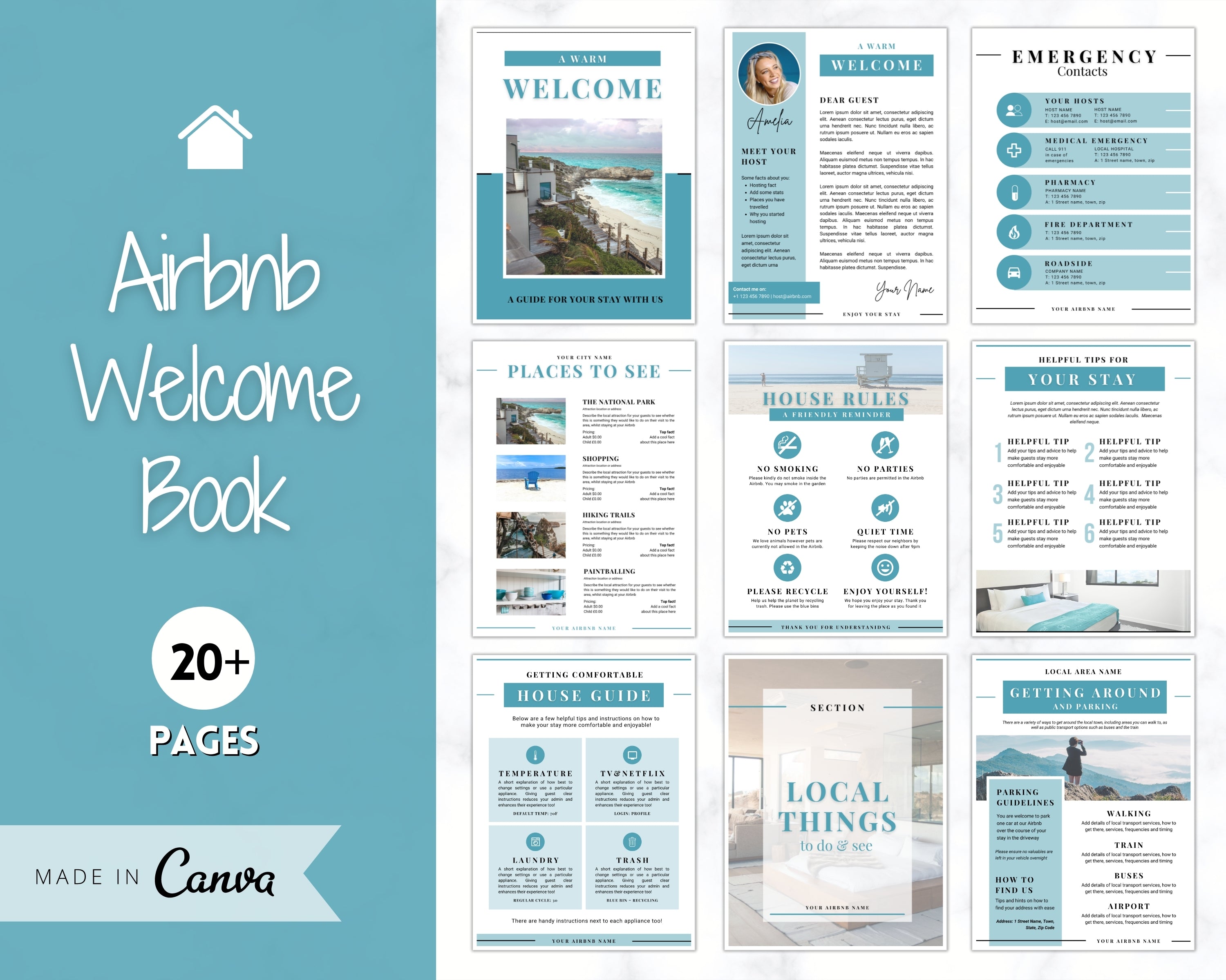 airbnb welcome book template canva