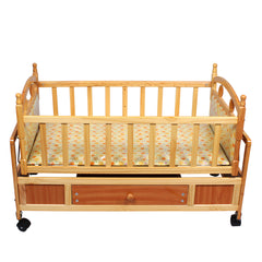 Dozy 6 in 1 Baby Wooden Cot/Cradle with Mosquito Net & Mattress | Swing, Teeth Rail, Storage