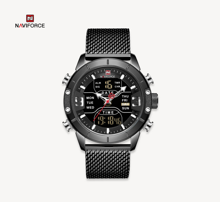NAVIFORCE Watches for Men Dual Display Digital Fashion Stainless Steel Sport Waterproof Wristwatch NF9153S