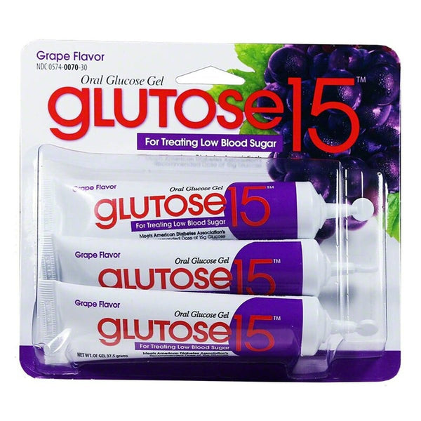 Glucose Supplement Glutose 15 3 per Pack Gel Grape Flavor - 1127722_PK - 1
