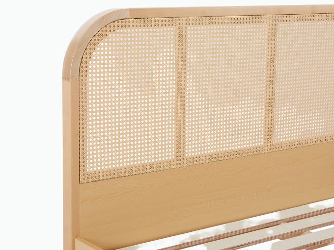 Lulu Bed Frame with Curved Rattan Bedhead - Double