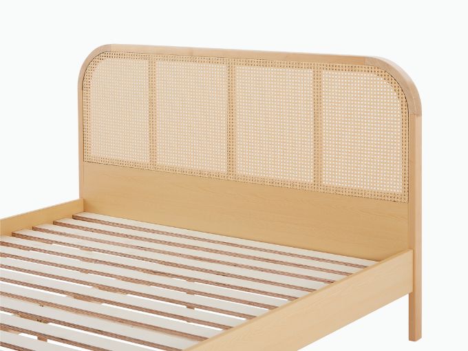 Lulu Bed Frame with Curved Rattan Bedhead - Double