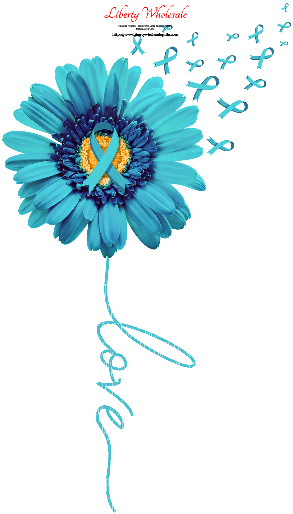 Teal Awareness Daisy Love Sublimation/DTF Transfer