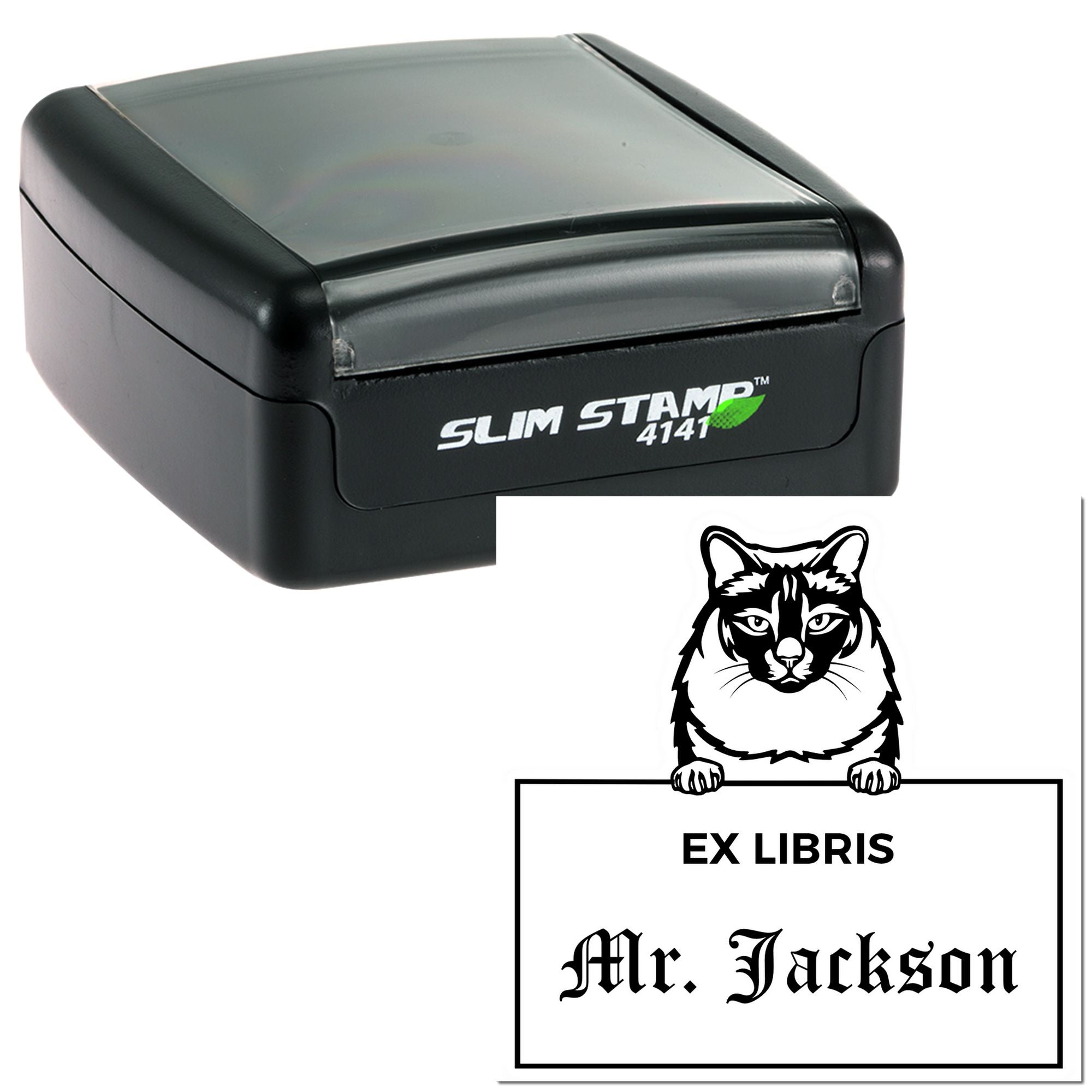 Personalizable Ex Libris Book Stamper with Balinese Cat