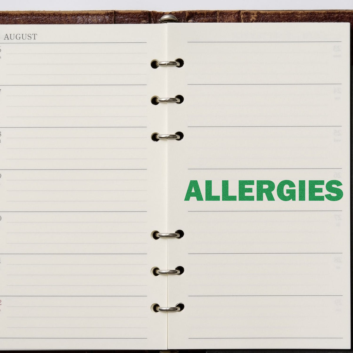 Bold Allergies Rubber Stamp In Use