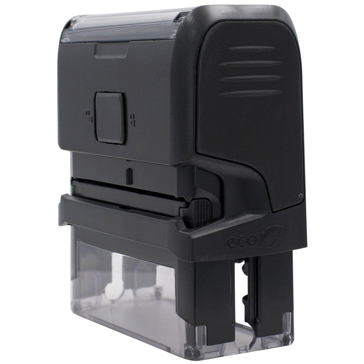 Side View of Large Self-Inking Bold Paid Stamp at an Angle