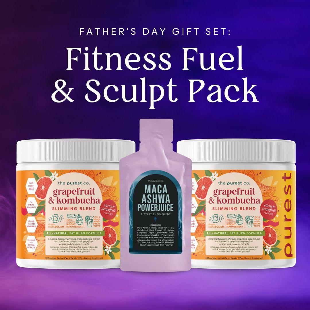 Father's Day Gift Set: Fitness Fuel & Sculpt Pack: Maca Ashwa Powerjuice + Grapefruit & Kombucha Slimming Blend