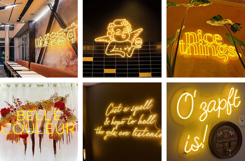 Letreros de neon personalizados de color dorado