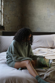 'Classic' Oversized Organic Cotton Long Sleeve Top in Sage