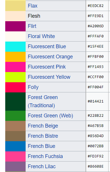 Colours D-F