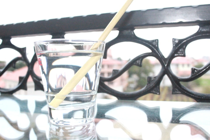 white spring bamboo straws