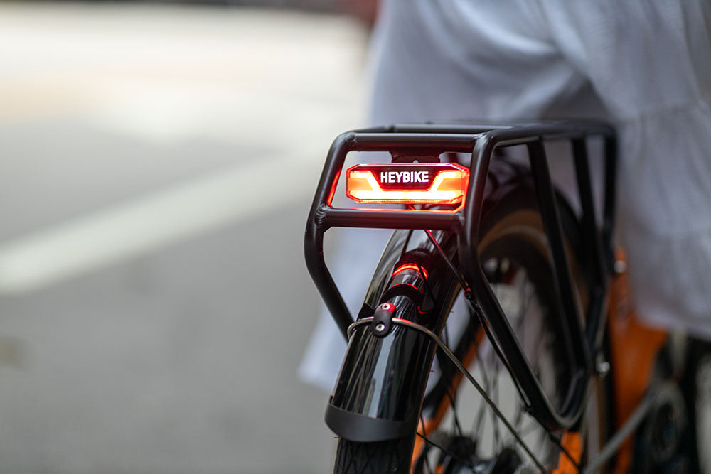 close up view of tail light on the heybike ebike
