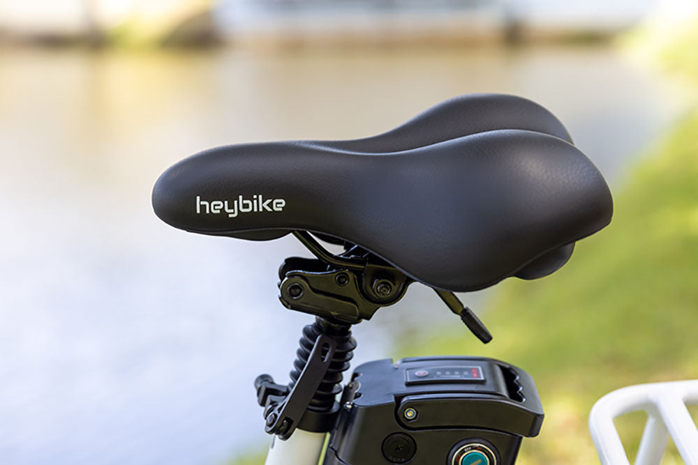 close-up view of heybike seat
