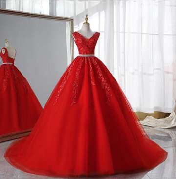 Red Quinceanera dress and Formal Dress 6 at Fashion-Wiz
