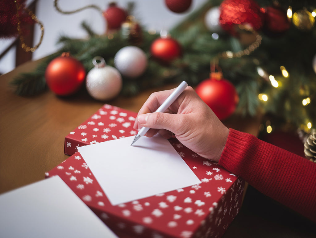 Premium Photo | Thank you note and gift box on black background