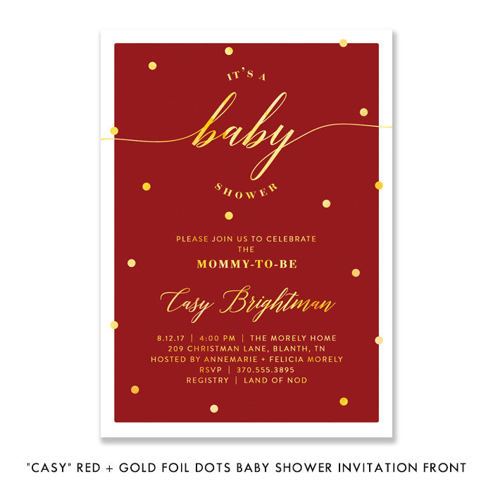 red and gold baby shower invitations