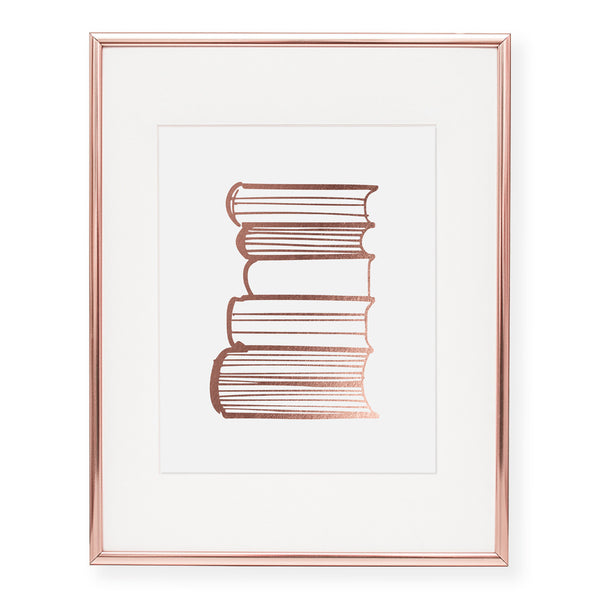 Stack of Books Foil Pressed Art Print Poster Library Nursery Decor ...