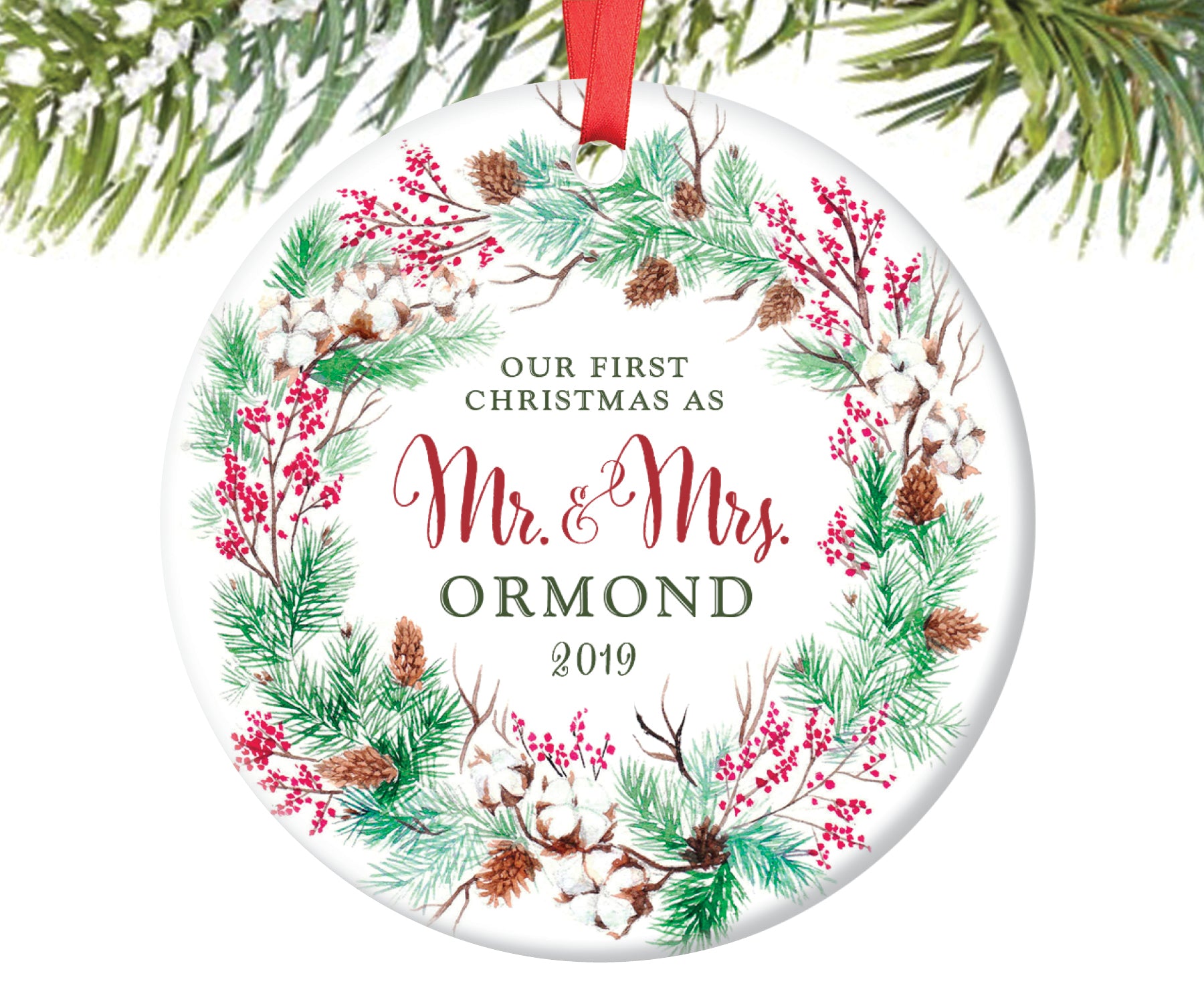 our first christmas as mr and mrs personalized ornament