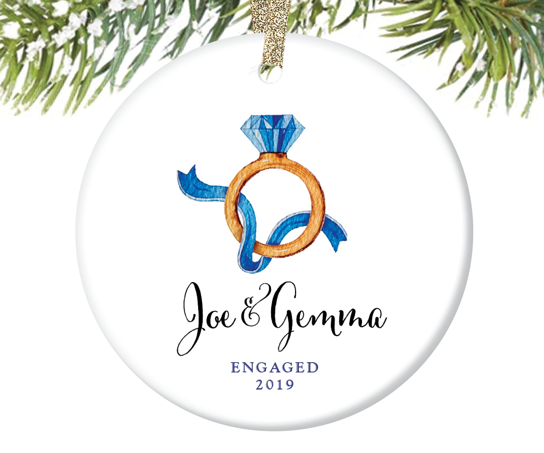 engagement ring christmas ornament