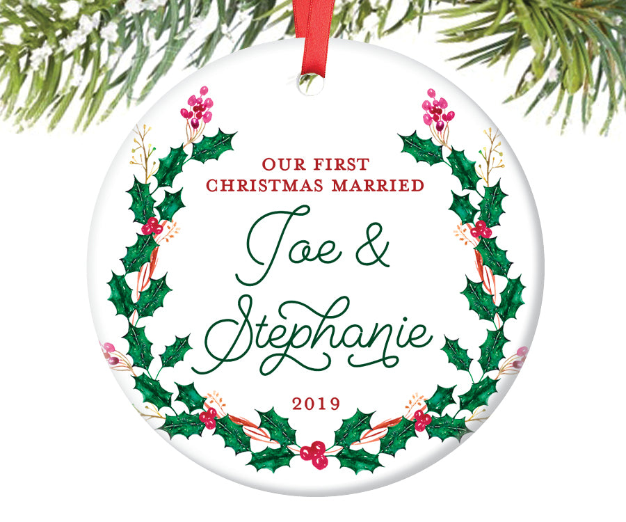 personalized first christmas married ornament