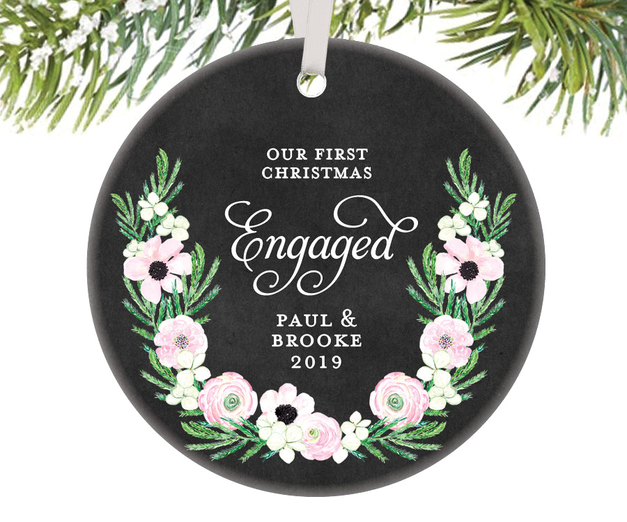 first christmas engaged ornament