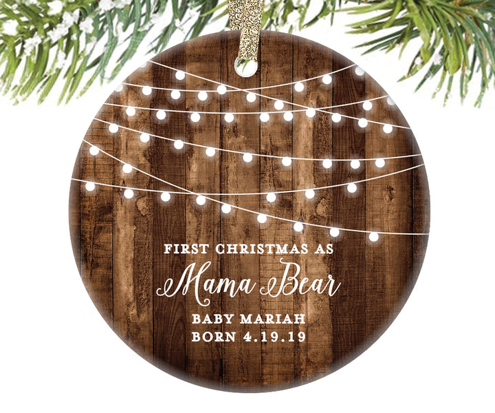 Personalized Mama Bear Ornament, Floral Mama Bear Ornament, Gift