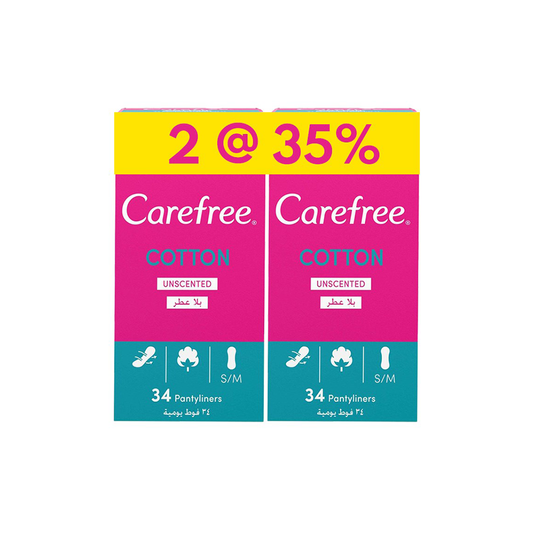 Carefree pantyliners, cotton, unscented, regular size, 76 pads - skin shop