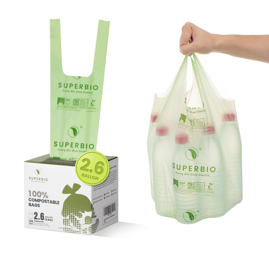 Simply Bio 13 gal. Compostable Trash Bags with Handle, Eco-Friendly, Heavy-Duty, 0.87 mil, 30-Count