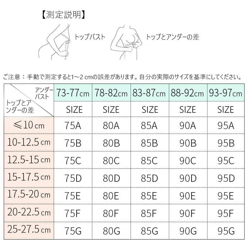 小さく見せるブラ サイズ表