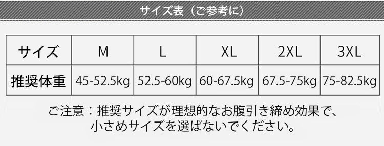 レースガードル サイズ表