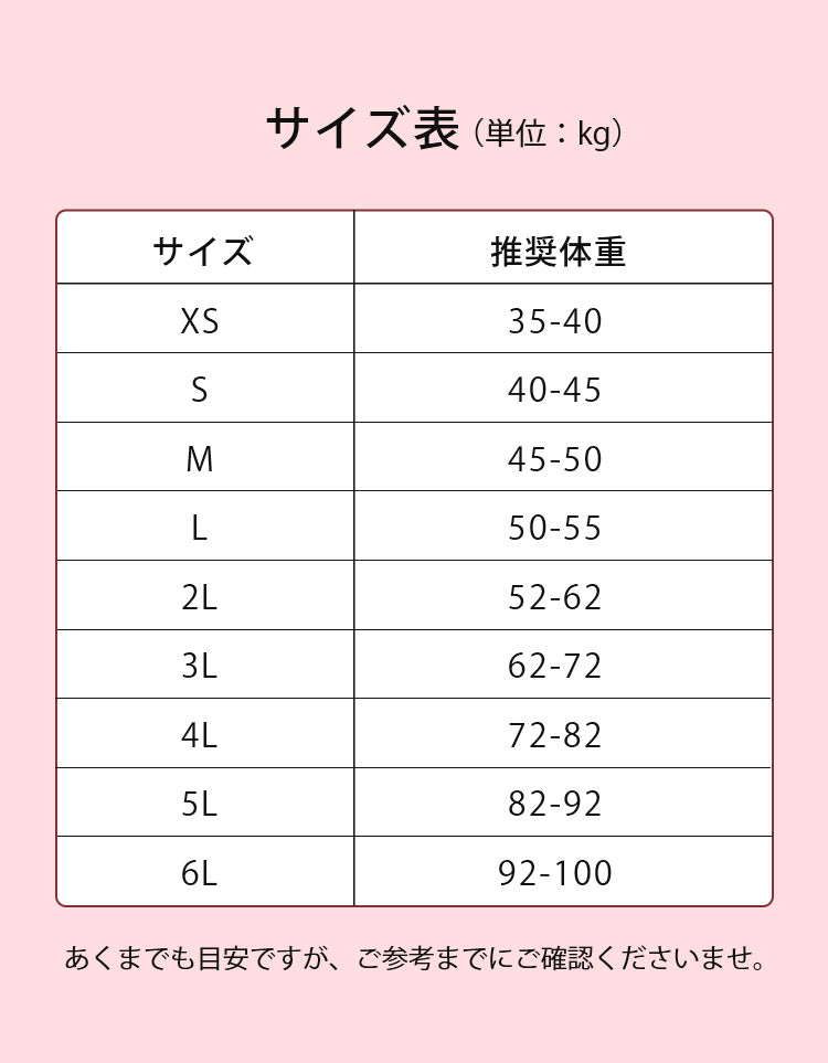 補正下着 サイズ表