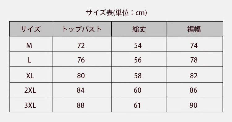 レディースインナー サイズ表