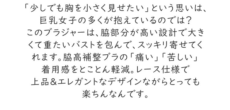 小さく見せることに注力したVeimiaブラの特徴を説明するテキスト