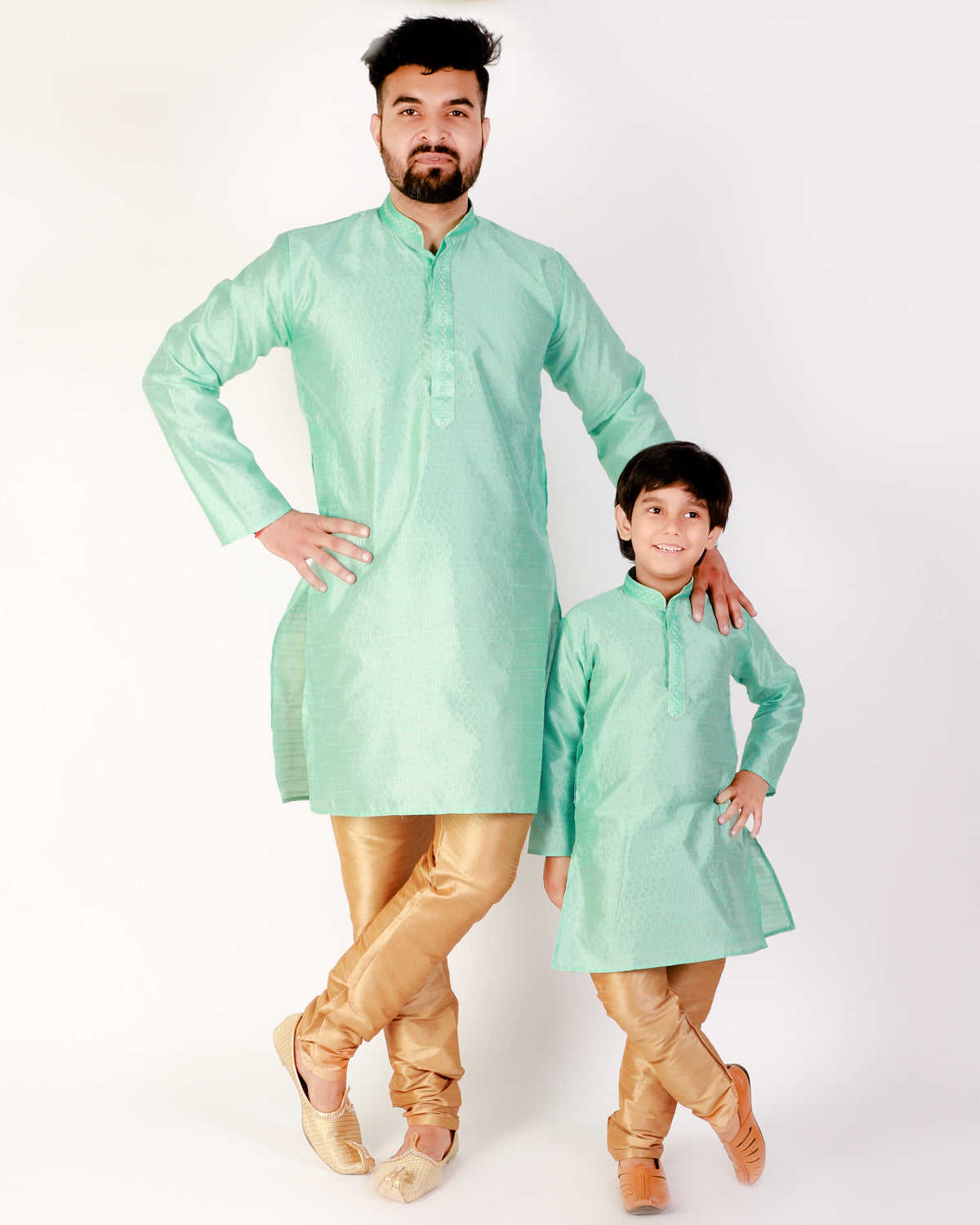 Pro Ethic Mustard Silk Father Son Matching Outfits Kurta Pajama Set BP101