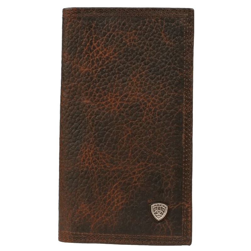 Ariat Men's Brown Leather Checkbook: Stylish, Western Wallet