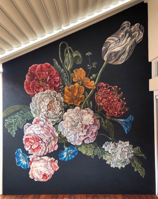 Perth Artist Paints Floral Mural