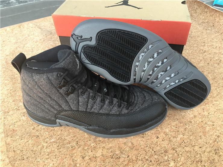 Air Jordan 12 鈥淲ool鈥漛lack/grey Basketball Shoes 41--47.