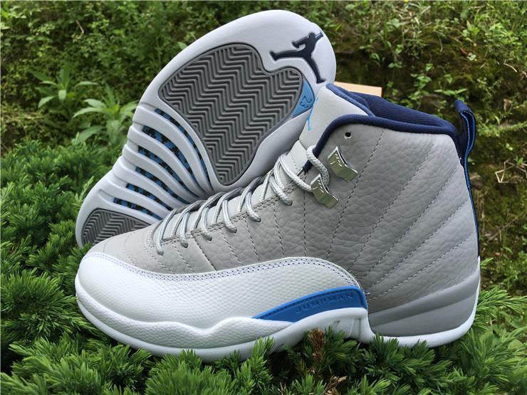 Air Jordan 12 鈥淕rey/Blue鈥 grey/white Basketball Shoes 36--47