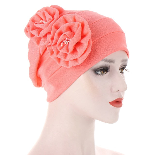 2021 New Elastic Fashion Turban Hat Solid Color Women Warm Winter Headscarf Bonnet Inner Hijabs Cap 