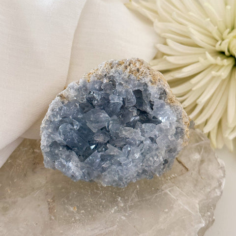 Celestite Cluster #643-Happily Zen