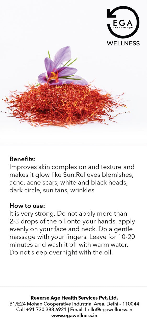 Sinach Organic Raw Materials  Saffron essential oil has alot of skin and hair  benefits It has antibacterial and exfoliant properties which helps to  treat acne and prevents them from reoccuring It