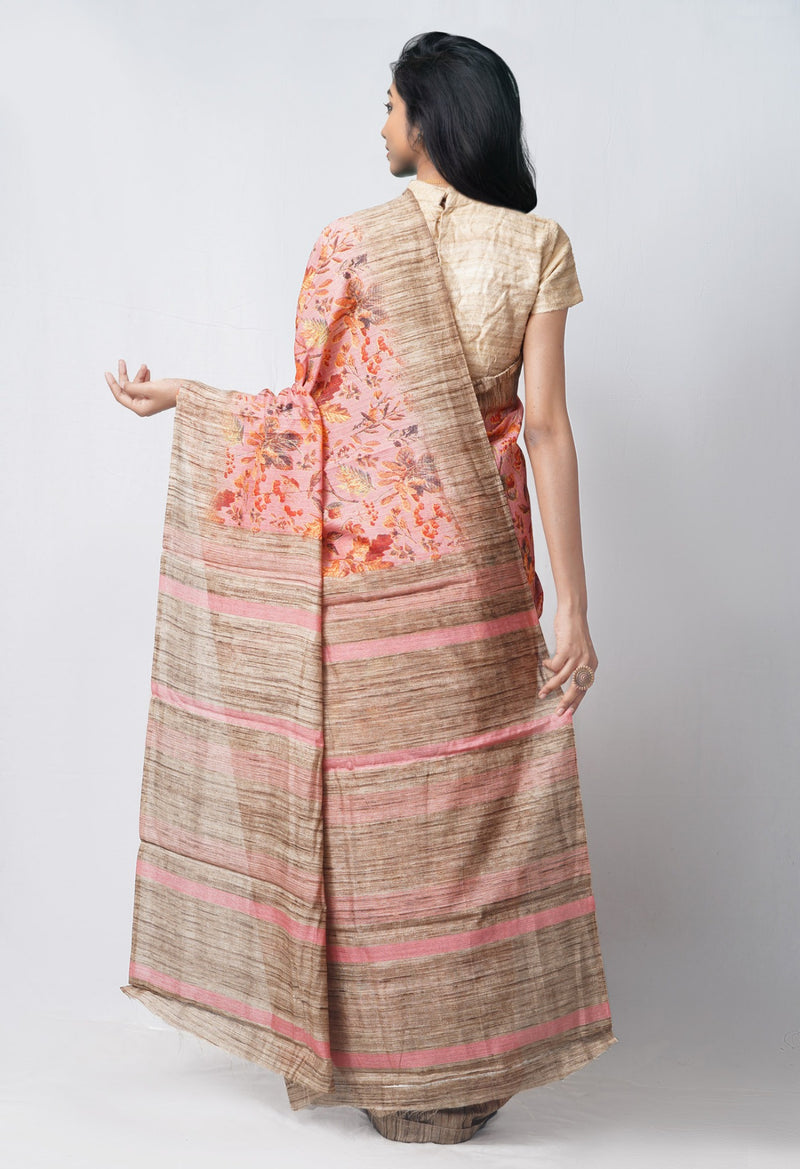 Online Shopping for Pink  Skin Printed Jute  Sico Saree with Fancy/Ethnic Prints from Chhattisgarh at Unnatisilks.com India
