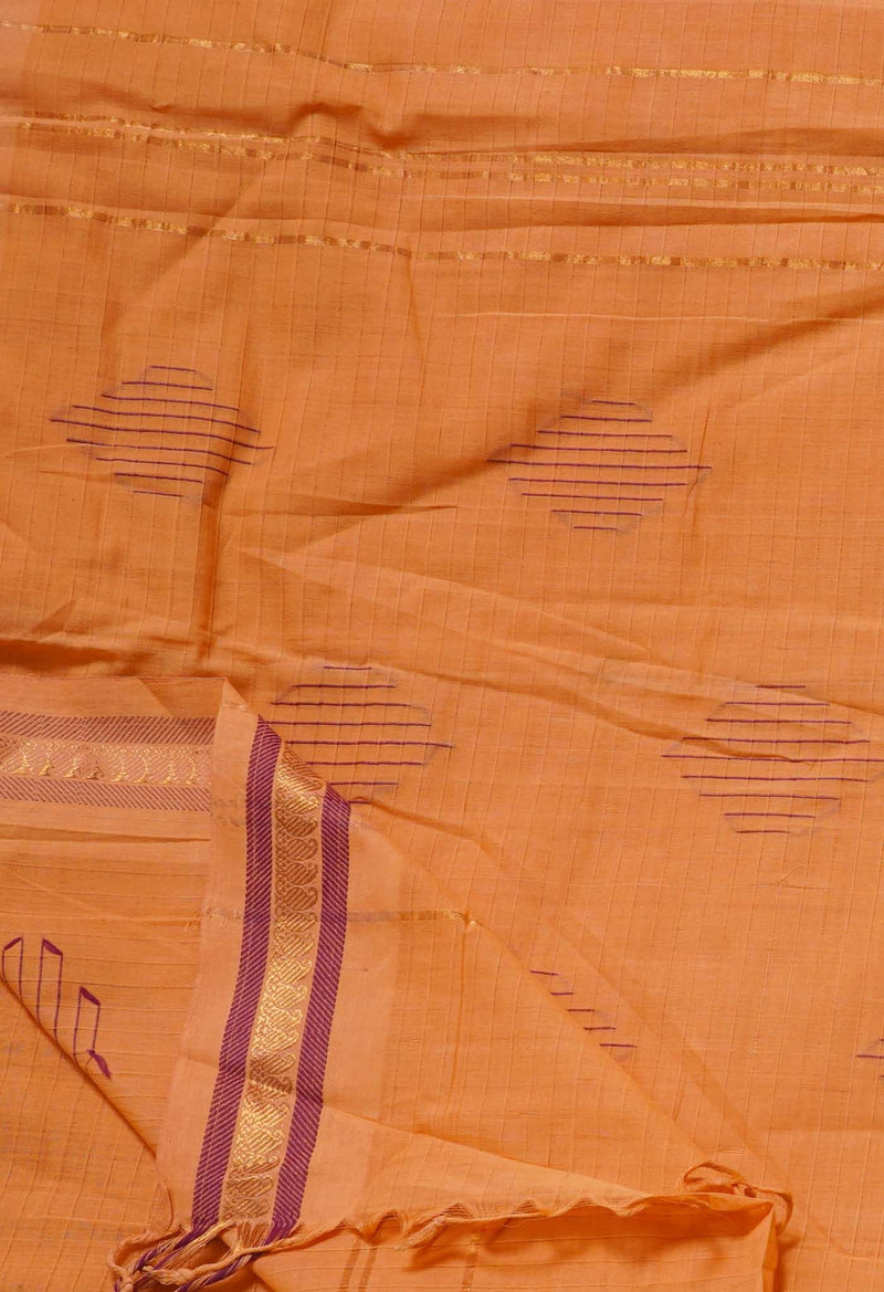 Online Shopping for Orange Pure Handloom Pavani Handcrafted Cotton Saree with Weaving from Tamil Nadu at Unnatisilks.com India
