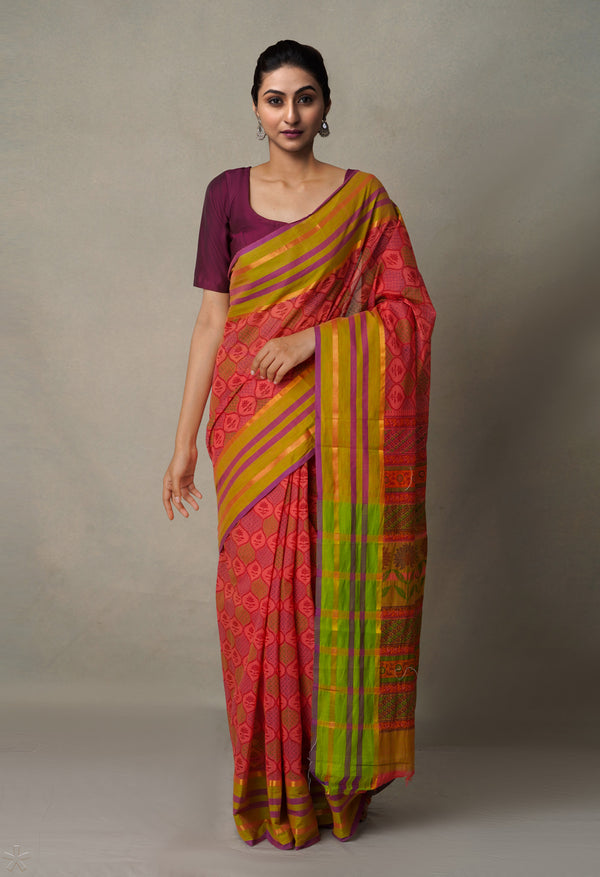 Mangalgiri Cotton Butta Mustard Yellow Saree | Kankatala