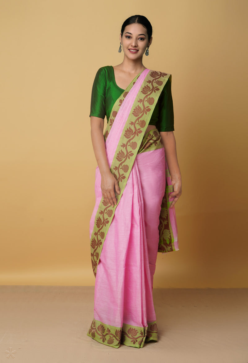 Baby Pink Pure Pavani Venkatagiri Cotton Saree-UNM65617