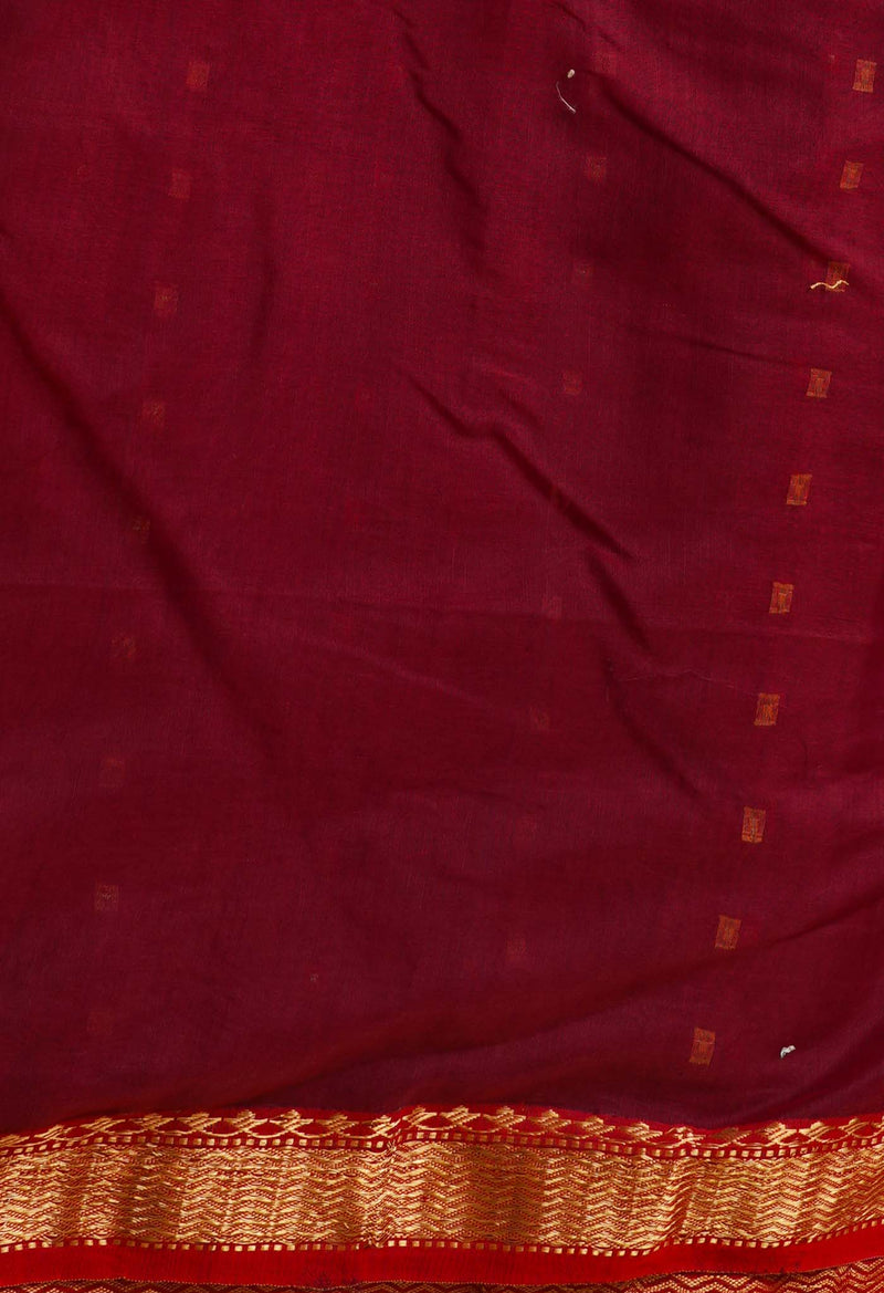 Red Pure Handloom Maheshwari Sico Saree-UNM66308